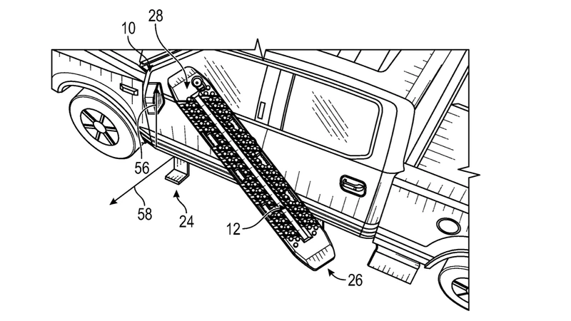 Ford patents provide for a built-in sand ladder and tank swivel.