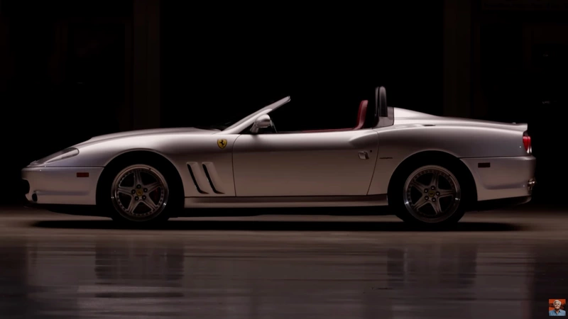 Jay Leno in his 2001 Ferrari 550 Barchetta, recalling simpler times.